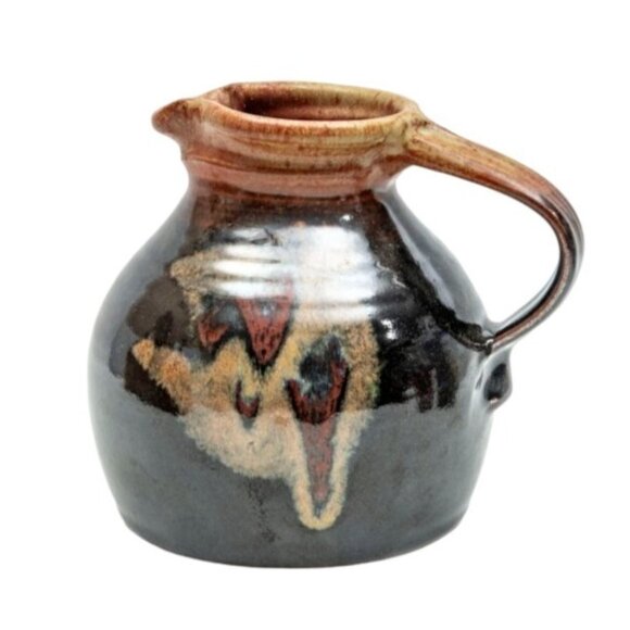 Handcrafted Studio Art Stoneware Pitcher Jug Drip Glaze Signed Crystal VT - Picture 1 of 4